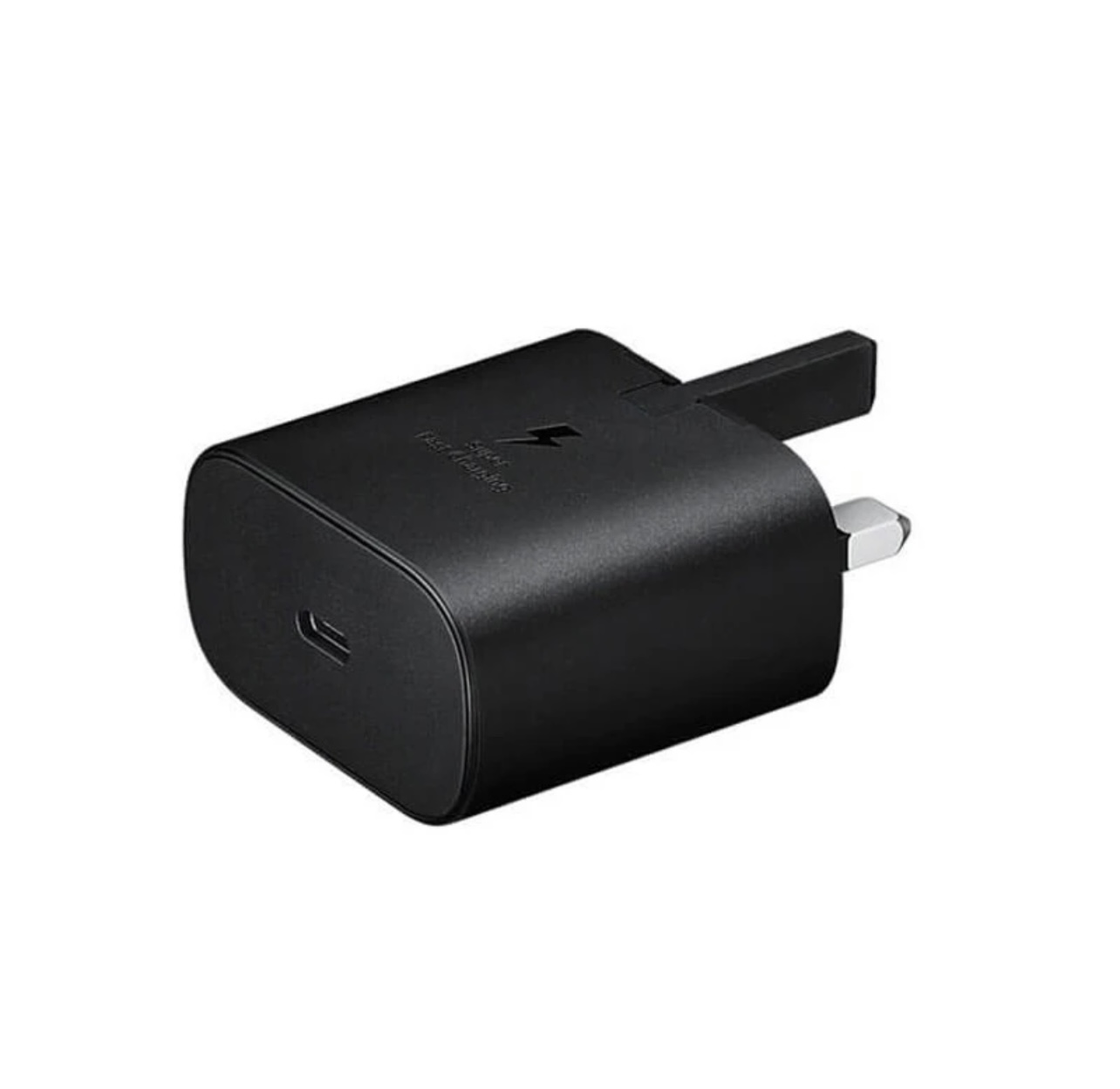 شارژر دیواری 25 وات سامسونگ مدل EP-TA800NBEGGB با اتصال به پریز سه پین و تکنولوژی شارژ سریع USB PD 3.0، دارای یک عدد درگاه خروجی USB Type-C