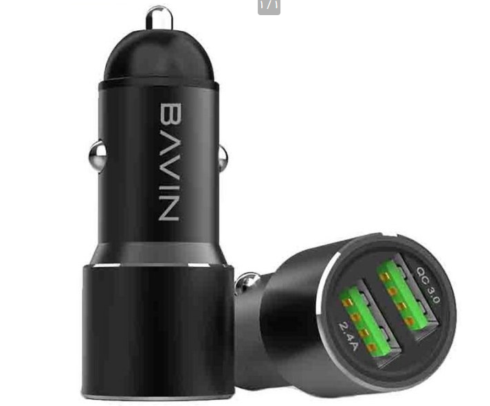 شارژر فندکی 18w سریع و کابل لایتنینگ باوین Bavin PC376 Lightning Car Charger